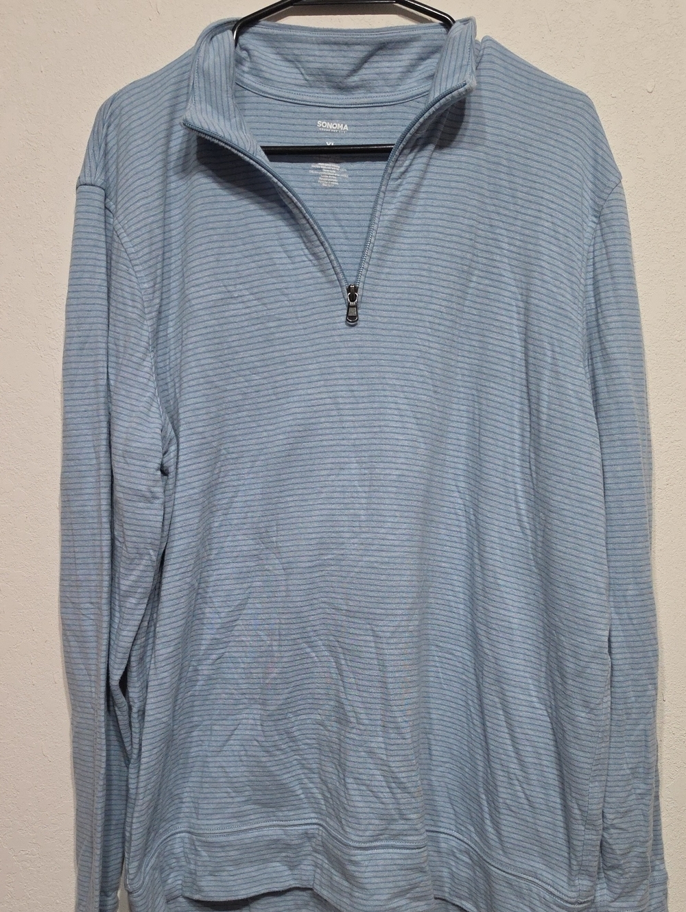 Sonoma Light Blue Striped Quarter-Zip Pullover